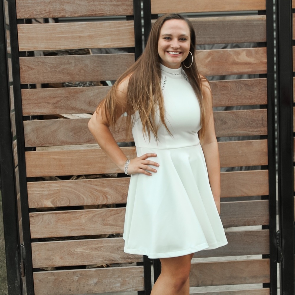 White Halter Dress With Open Back